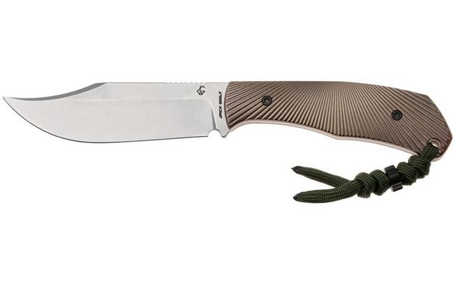 Afbeelding voor Jack Wolf Bordertown Bowie BORDE-01-TI-STAR Stonewashed S90V, Titanium Starburst, vaststaand mes