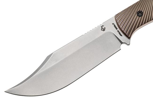 Afbeelding voor Jack Wolf Bordertown Bowie BORDE-01-TI-STAR Stonewashed S90V, Titanium Starburst, vaststaand mes