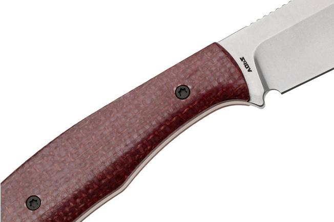 Afbeelding voor Jack Wolf Bordertown Bowie BORDE-01-VIB-JUT-B Stonewashed S90V, Vibe Jute Bordeaux Micarta, vaststaand mes