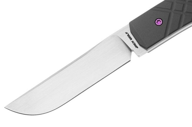 Image for Jack Wolf Pioneer FIXedc PIONE-FX-01-TI-CH2, Hand Rubbed Satin S90V, Titanium Cross Hatch 2, fixed knife