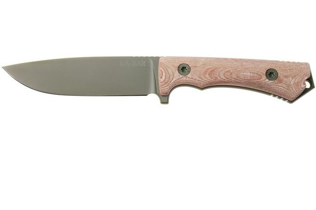 Afbeelding voor KA-BAR NX.01 Moss Green Cerakote, Brown Natural Textite, vaststaand survivalmes