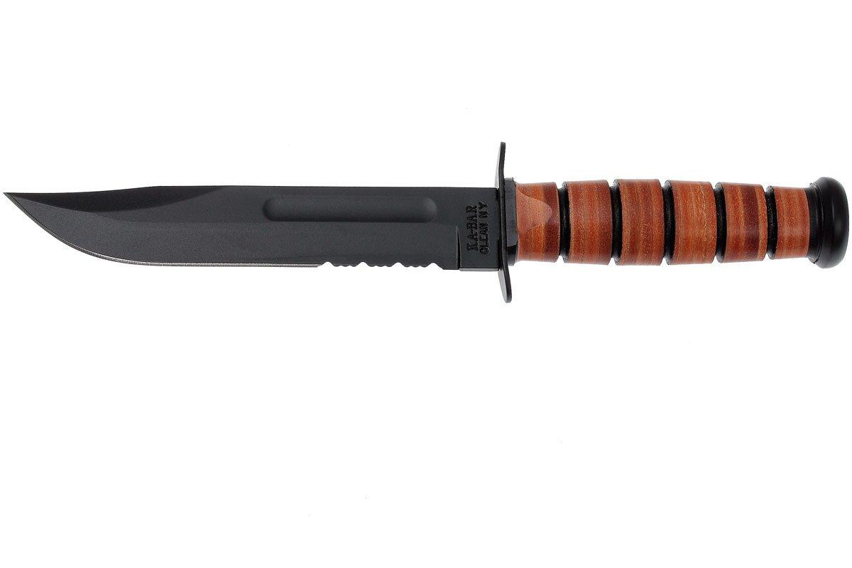 KA BAR USMC 1218 Deels Gekarteld Leer Lederen Foedraal Survivalmes