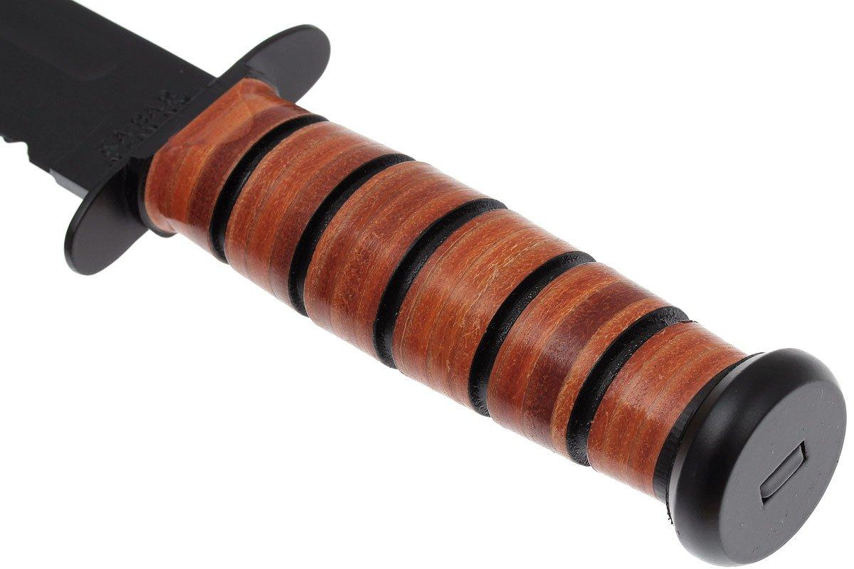 KA BAR USMC 1218 Deels Gekarteld Leer Lederen Foedraal Survivalmes