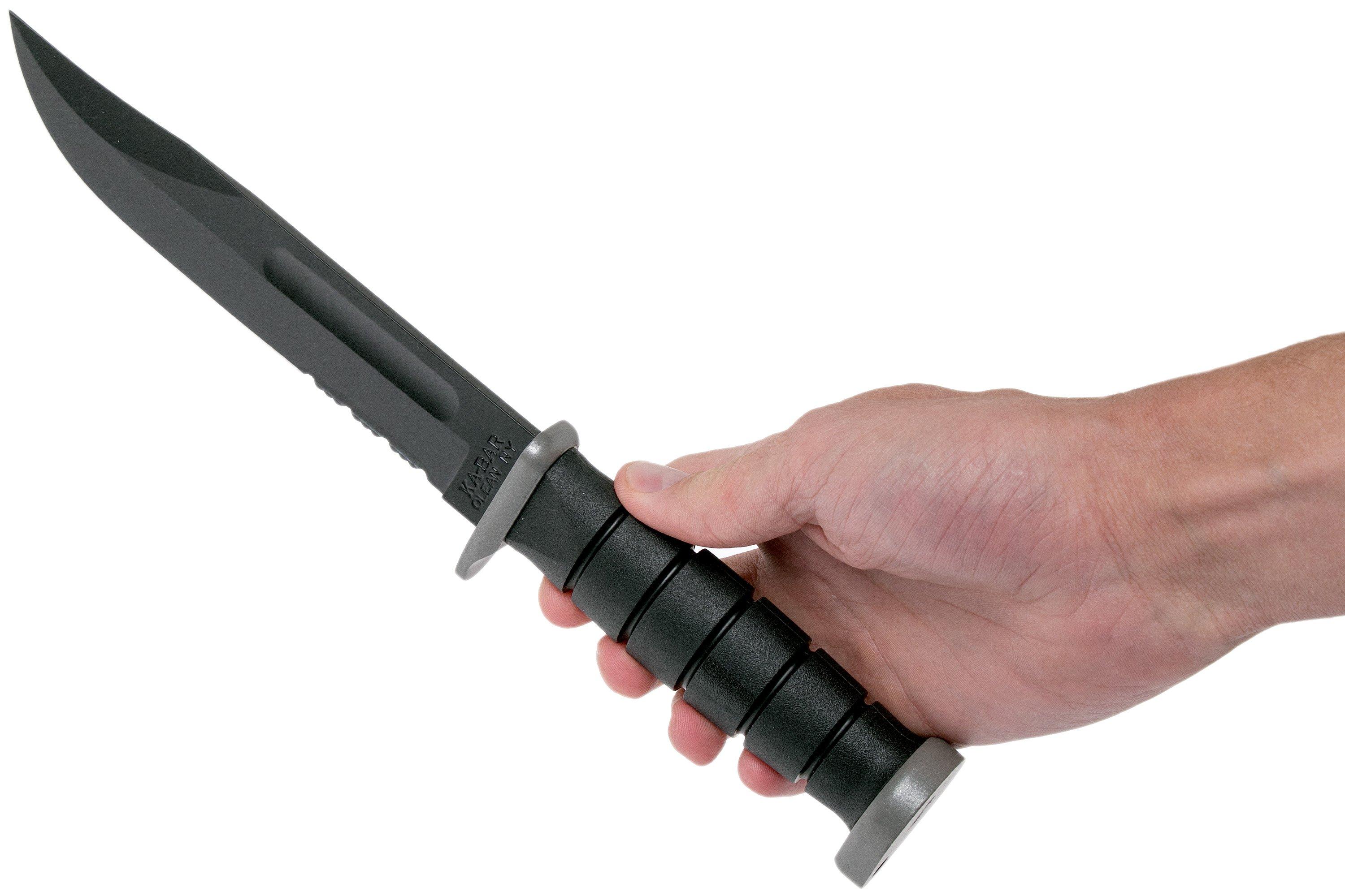 KABAR D2 Extreme Fighting Knife 1282, Serrated blade, Kraton Handle