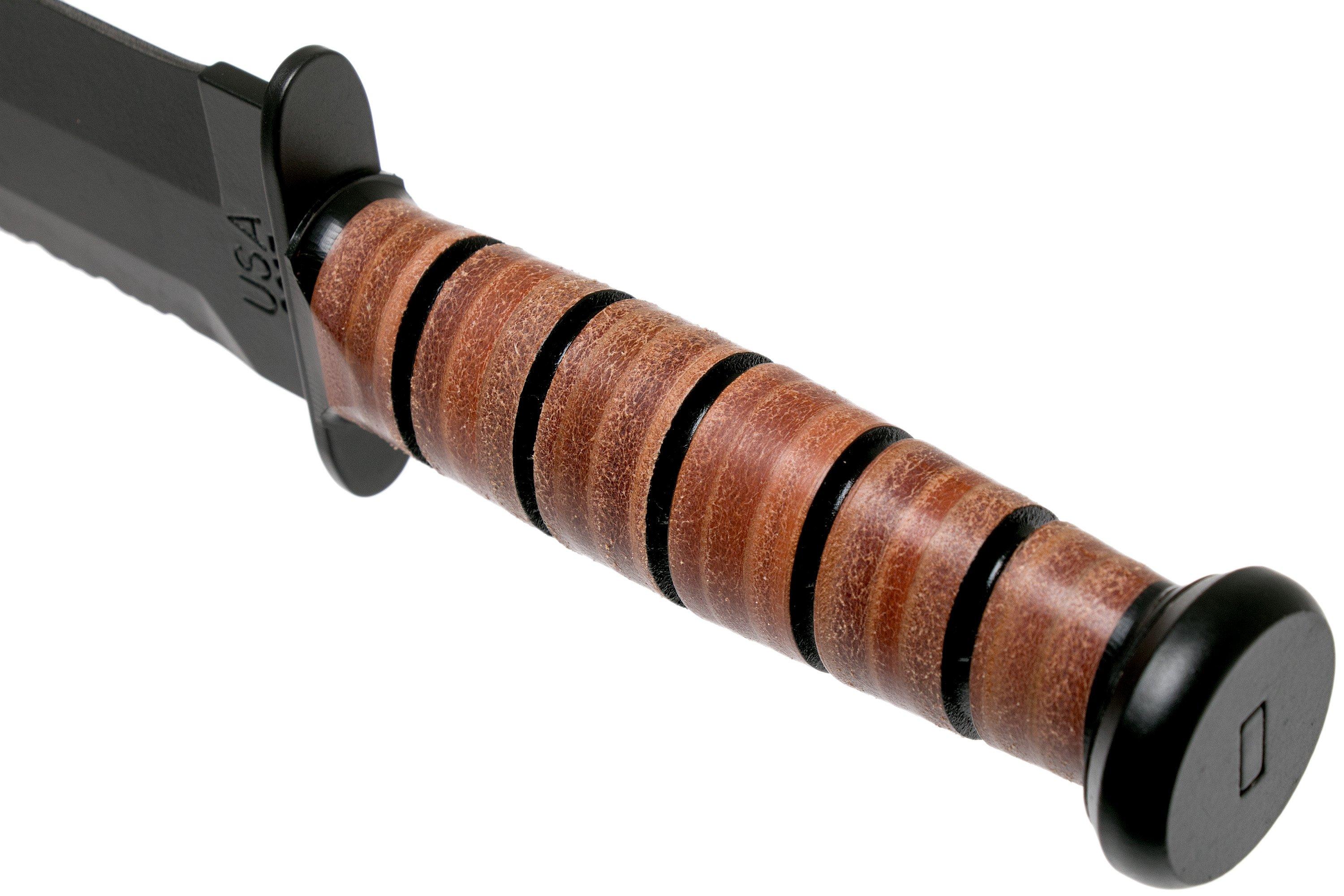 KABAR Big Brother 2217 partially serrated, fixed knife, leather sheath