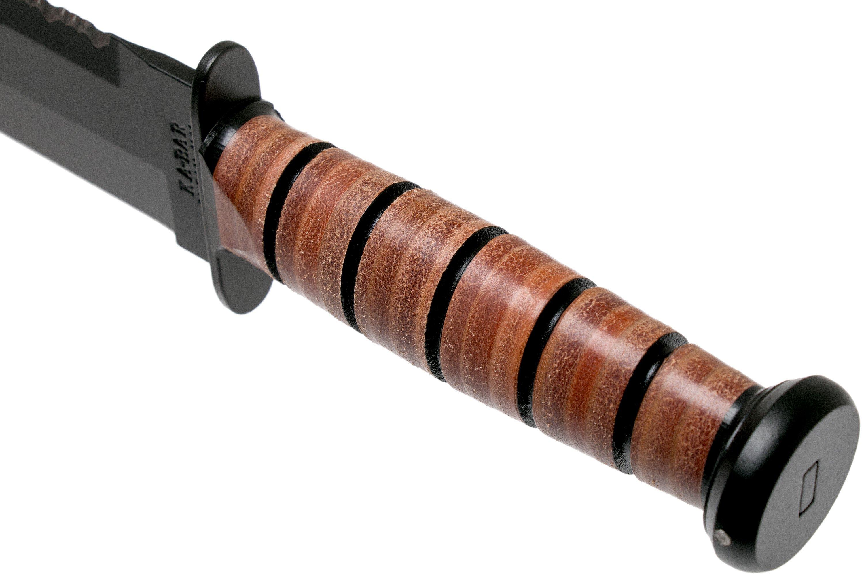 KABAR Big Brother 2217 partially serrated, fixed knife, leather sheath