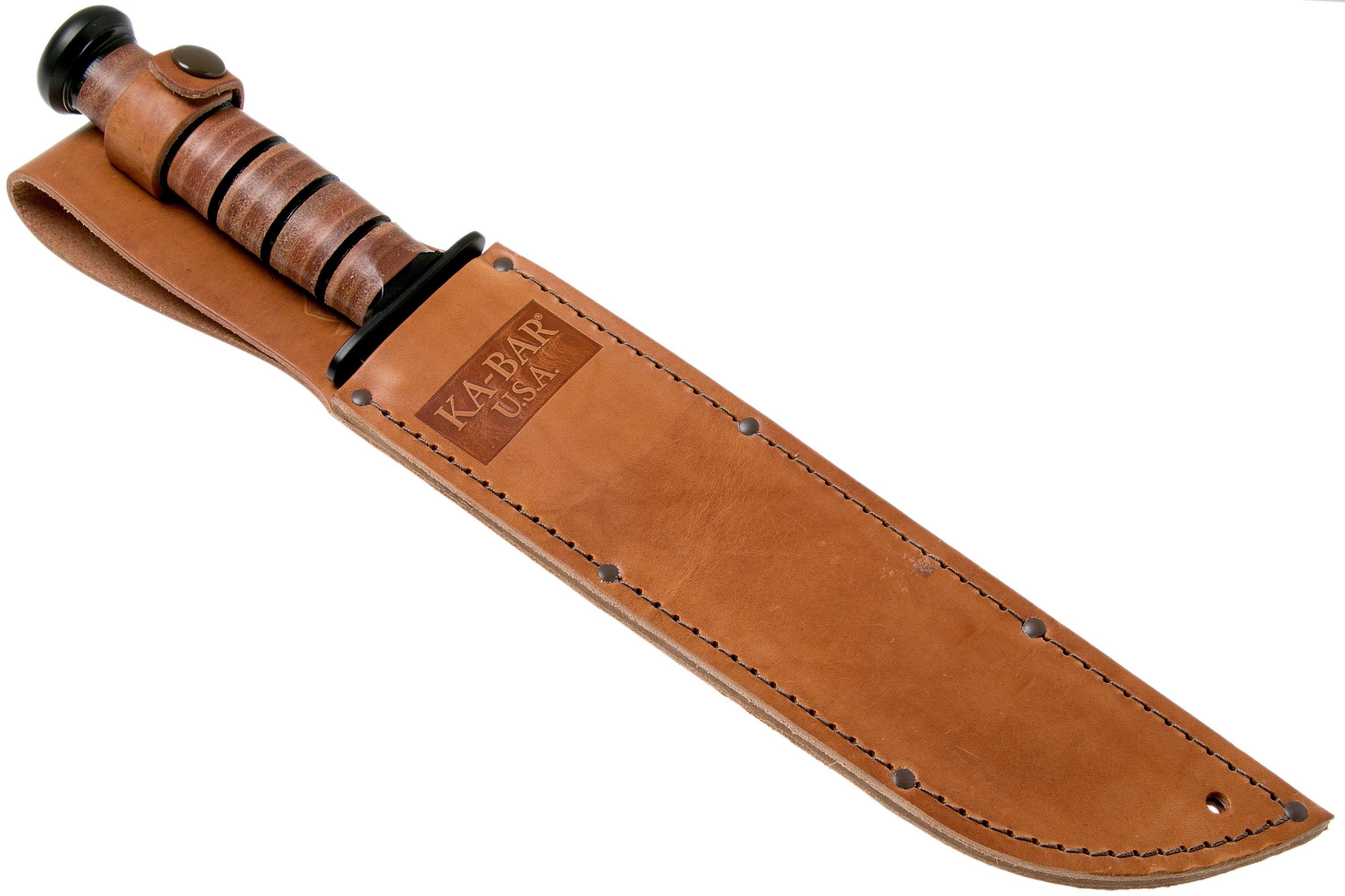 KABAR Big Brother 2217 partially serrated, fixed knife, leather sheath