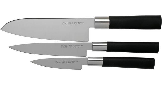 Kai Wasabi Knife Set 3 piece with santoku + Sharpener