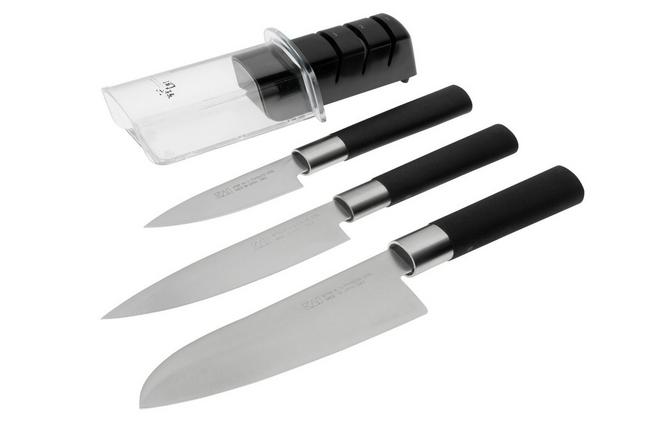 Kai Wasabi Black 67-W23, 3-piece knife set with sharpener