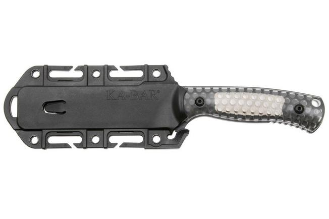 Afbeelding voor KA-BAR Cool Name 7700, Black 1095 Cro-Van Drop Point, Transparent Honeycomb Smoke Polycarbonate, vaststaand mes, Les George design
