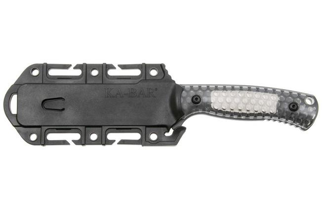Afbeelding voor KA-BAR Cool Name 7701, Black 1095 Cro-Van Sheepsfoot, Transparent Honeycomb Smoke Polycarbonate, vaststaand mes, Les George design