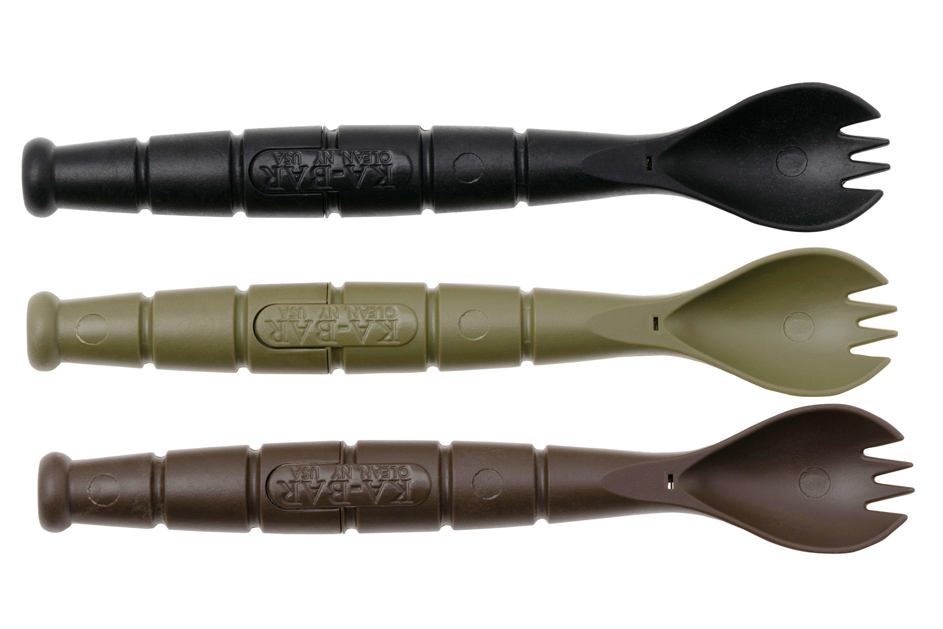 KABAR Spork and Knife 9909MIL Olive Black Brown, set of 3 tactical