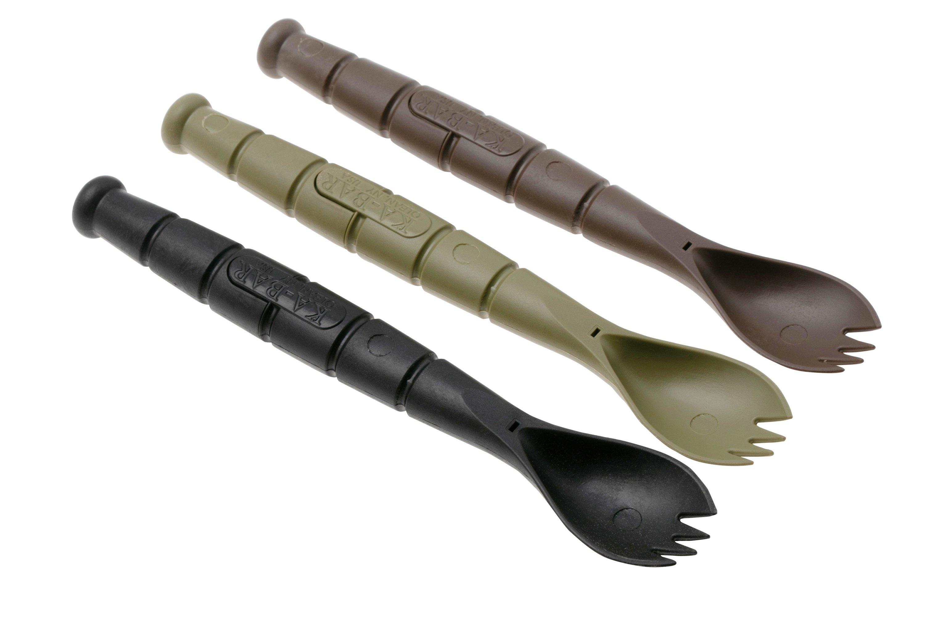KABAR Spork and Knife 9909MIL Olive Black Brown, set of 3 tactical