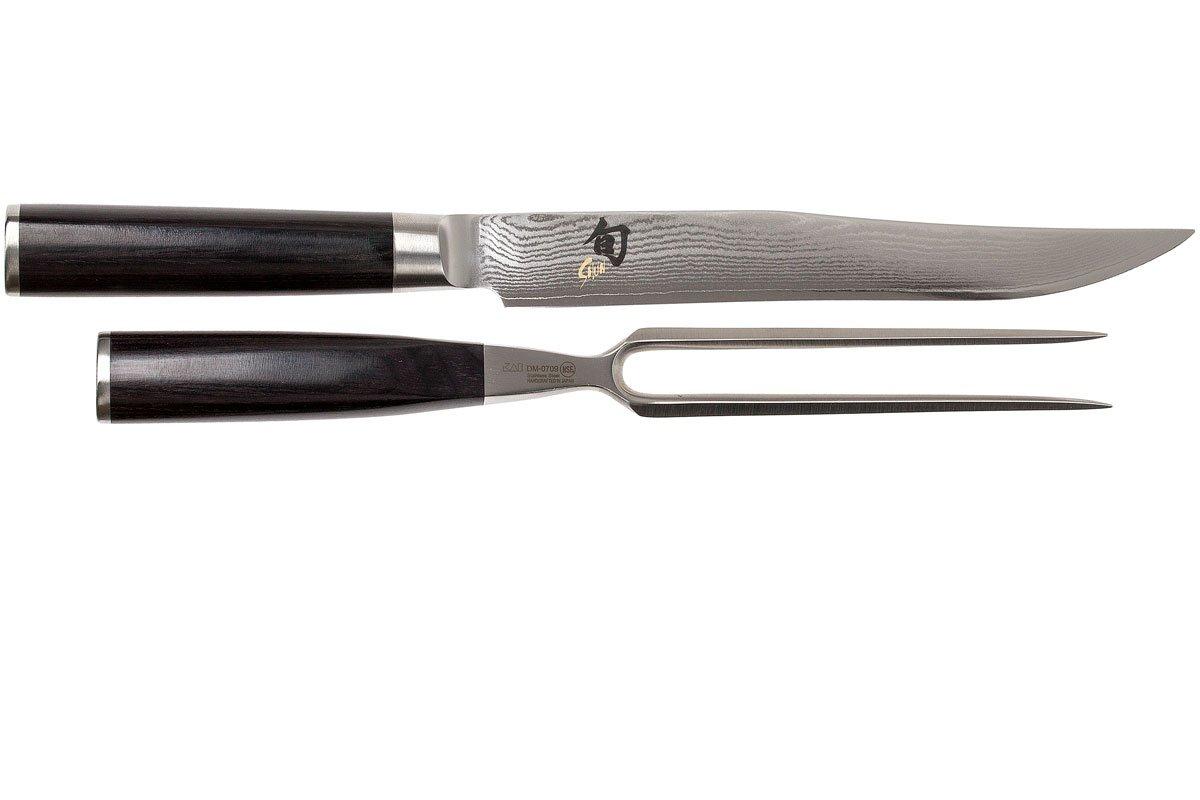 KAI Shun Classic Ensemble de 2 Couteaux Japonais - Chef 20 cm + Utilitaire 15 cm - Damas 32 Couches VG MAX Core - 61 (±1) HRC - Bois de Pakka