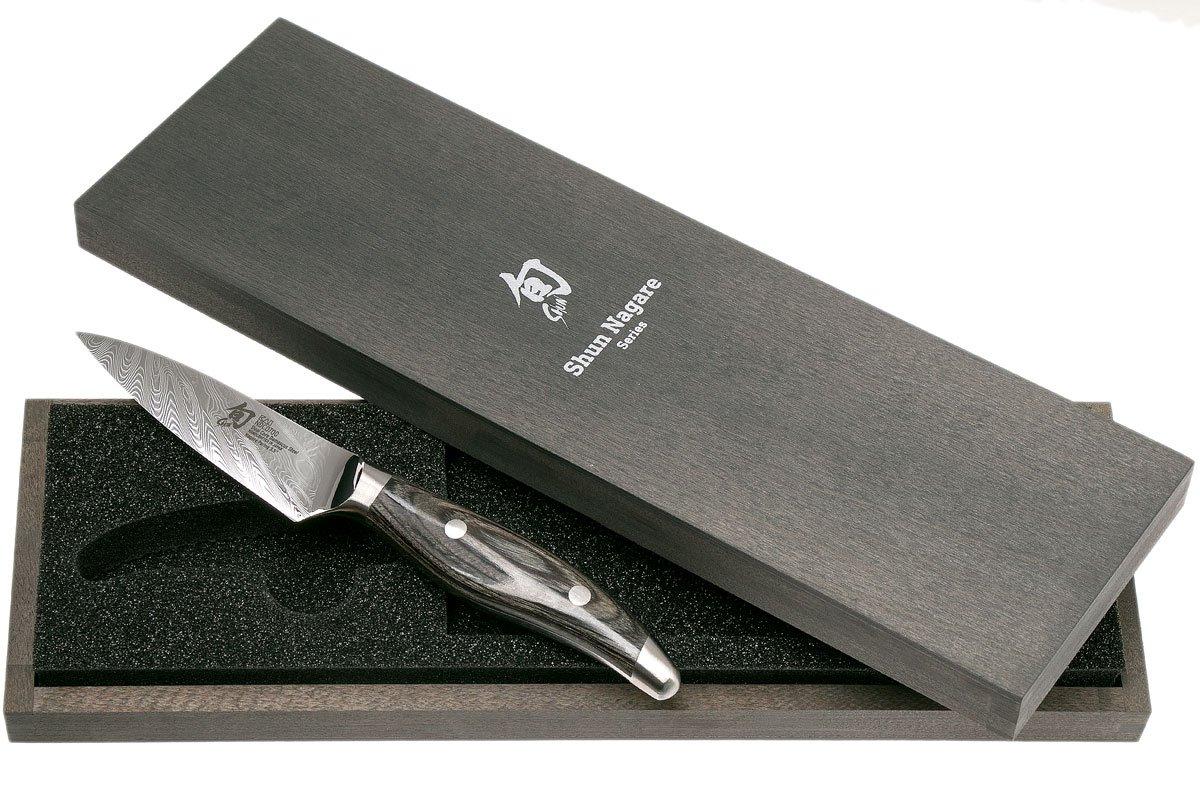 Nogent Coltello Da Cucina Officemes - Lama Liscia 9 Cm - Manico In Legno Rosso - Sollevamento Incluso - Coltellino Da Tavola