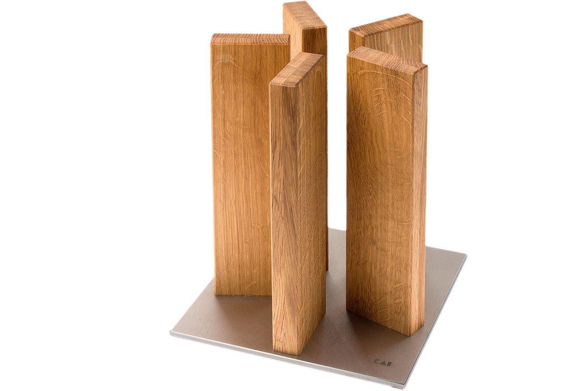 Kai Stonehenge knife block, stainless steel/oak, STH3
