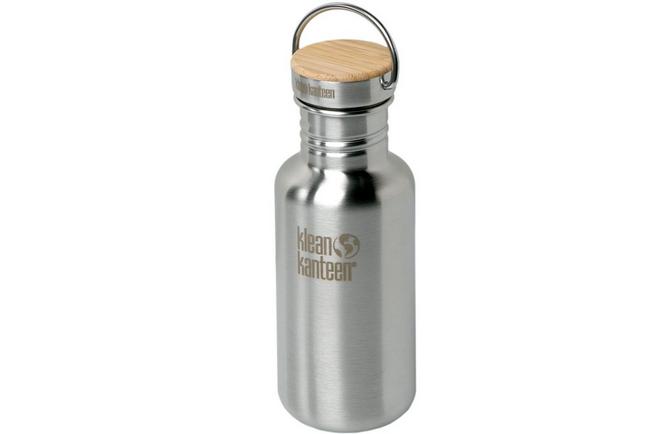 Klean Kanteen Reflect 530 ml cantimplora con tapa de bambú , Acero  inoxidable cepillado