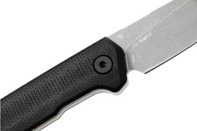 Afbeelding voor Kershaw Mini Iridium Fixed Blade 1051, Working Finish D2, Black Linen Micarta, vaststaand mes