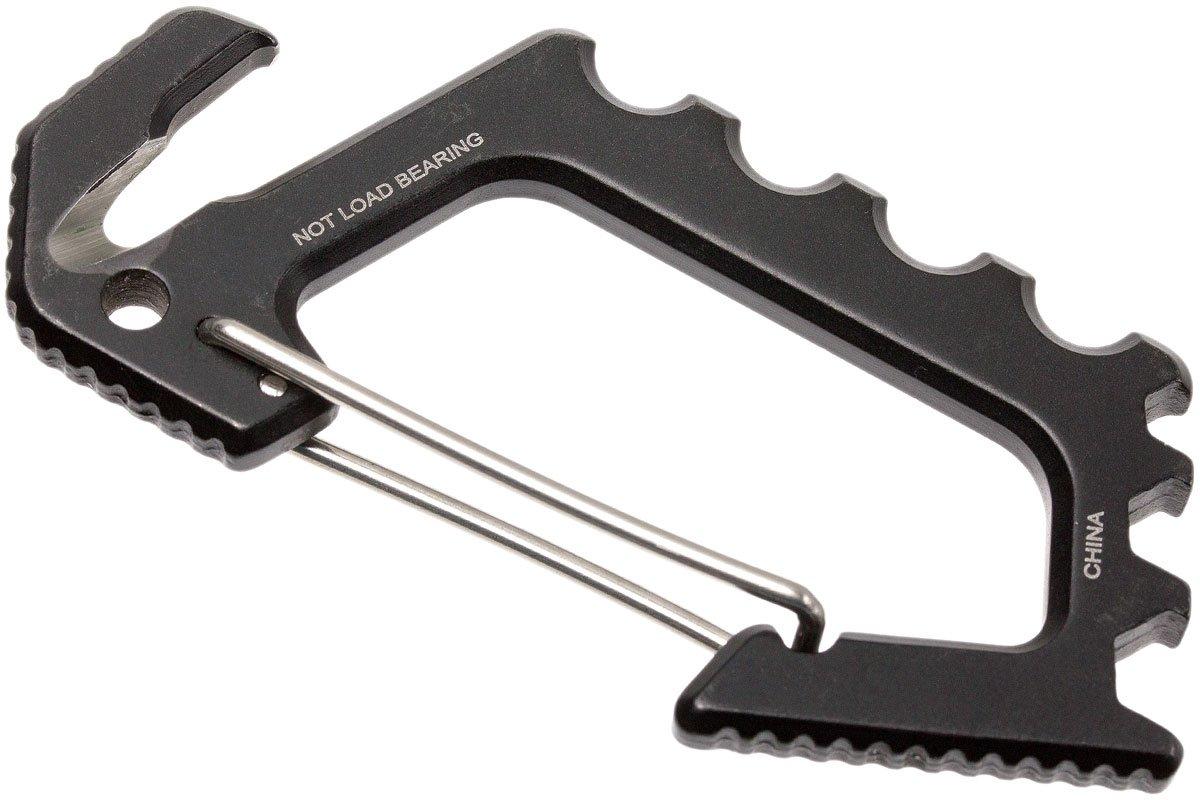 Jens Carabiner Multi Tool Black Stainless Steel With Titanium Carbo-Nitride Coating, Cord Cutter, Bottle Opener, Hex Drives 1150BLKX - Target Knives