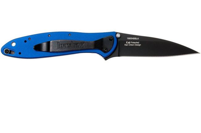 Image for Kershaw Leek 1660NBBLK plain edge, blue