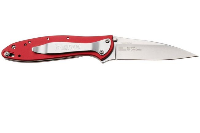 Afbeelding voor Kershaw Leek 1660RDSW, Stonewashed 14C28N, Red Aluminum zakmes, Ken Onion design