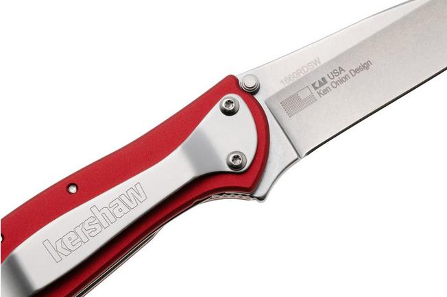 Afbeelding voor Kershaw Leek 1660RDSW, Stonewashed 14C28N, Red Aluminum zakmes, Ken Onion design