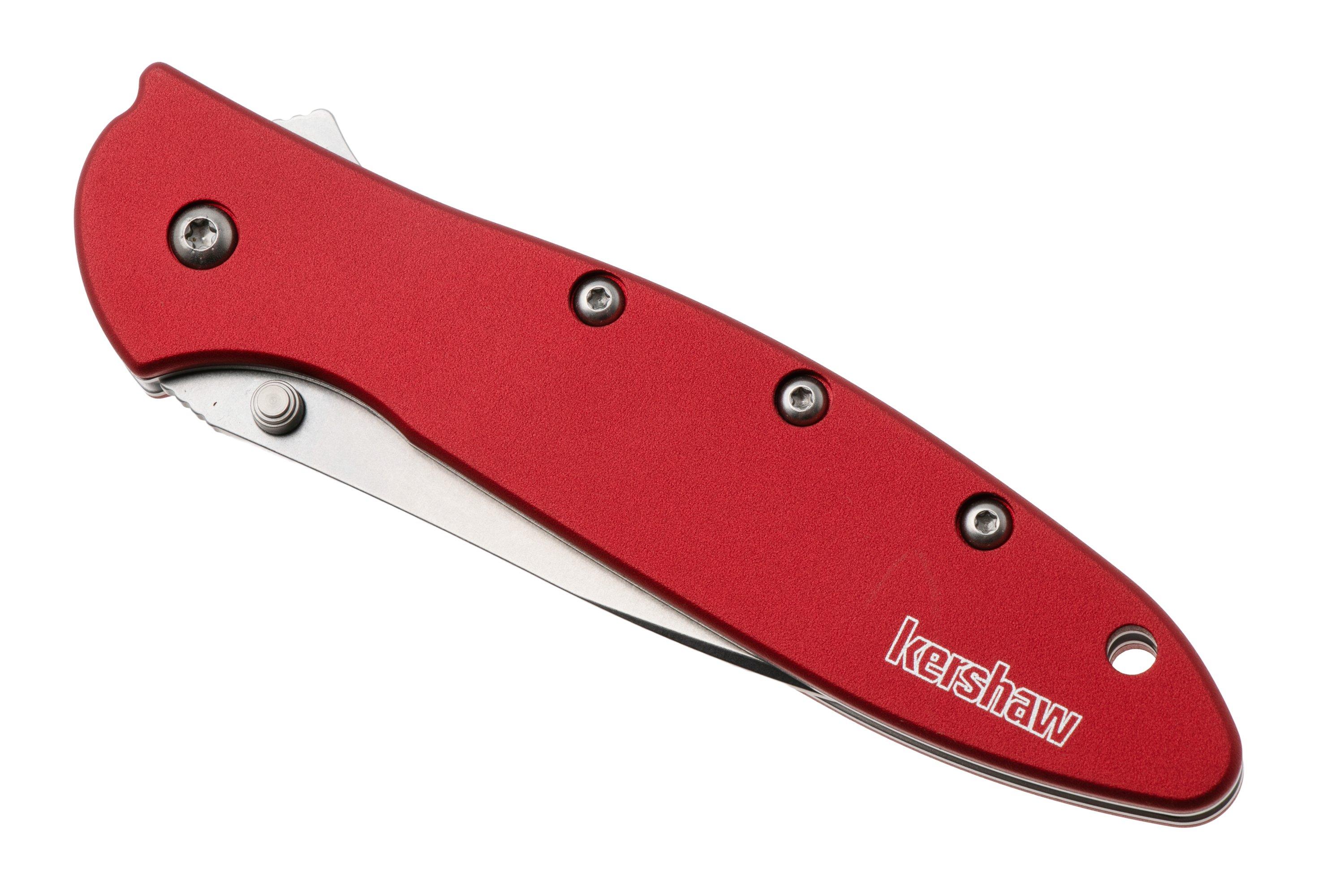 Kershaw Leek 1660RDSW, Stonewashed 14C28N, Red Aluminum zakmes, Ken ...