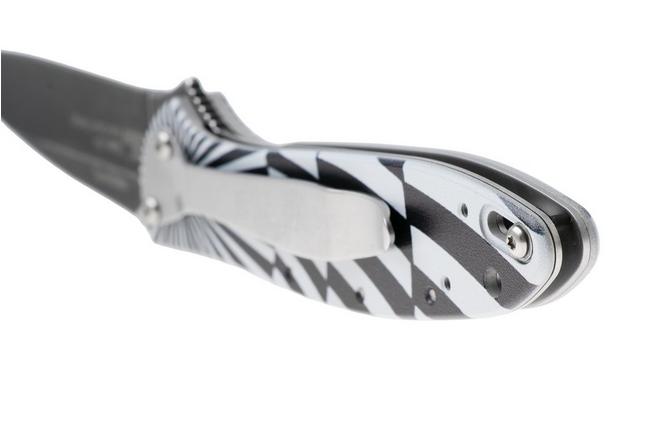 Bild für Kershaw Leek Swirl 1660SWIRL, Blackwashed 14C28N,  Black/White Aluminum Taschenmesser, Ken Onion Design