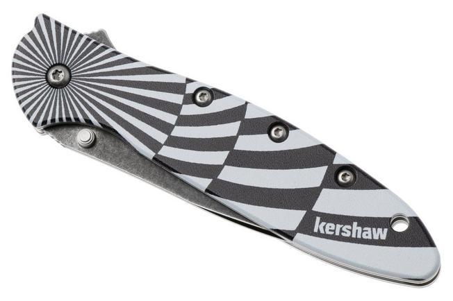 Bild für Kershaw Leek Swirl 1660SWIRL, Blackwashed 14C28N,  Black/White Aluminum Taschenmesser, Ken Onion Design