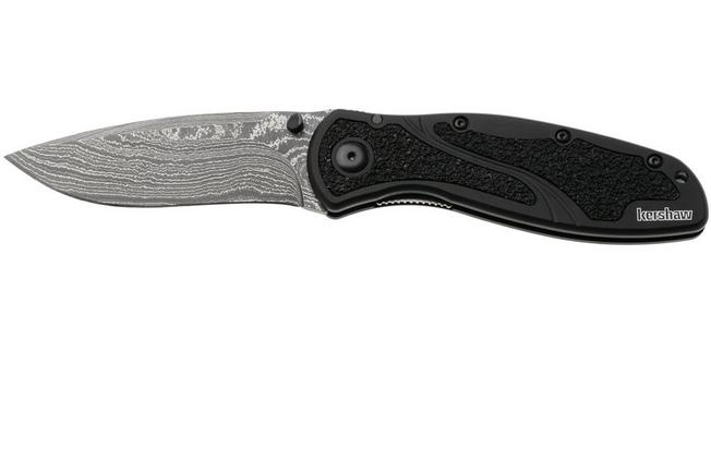 Afbeelding voor Kershaw Blur 1670BLKDAM, Damascus, Black Aluminum zakmes, Ken Onion design