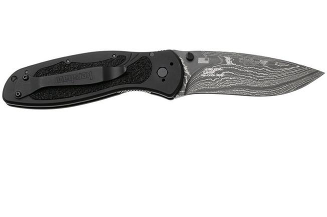 Afbeelding voor Kershaw Blur 1670BLKDAM, Damascus, Black Aluminum zakmes, Ken Onion design