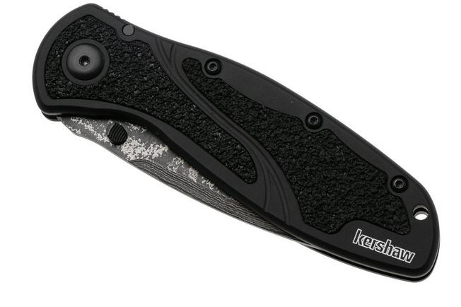 Afbeelding voor Kershaw Blur 1670BLKDAM, Damascus, Black Aluminum zakmes, Ken Onion design
