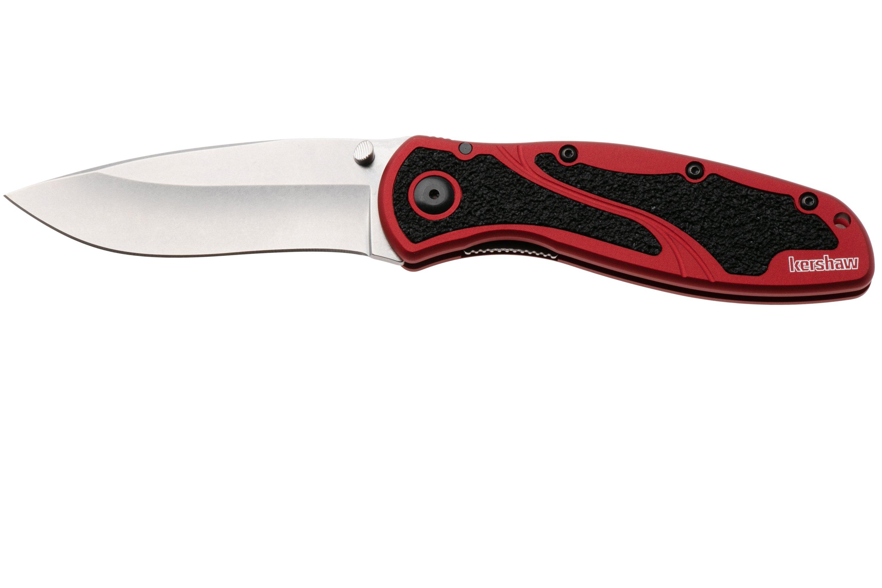 Kershaw Blur 1670RDSW, Stonewashed 14C28N, Red Aluminum pocket