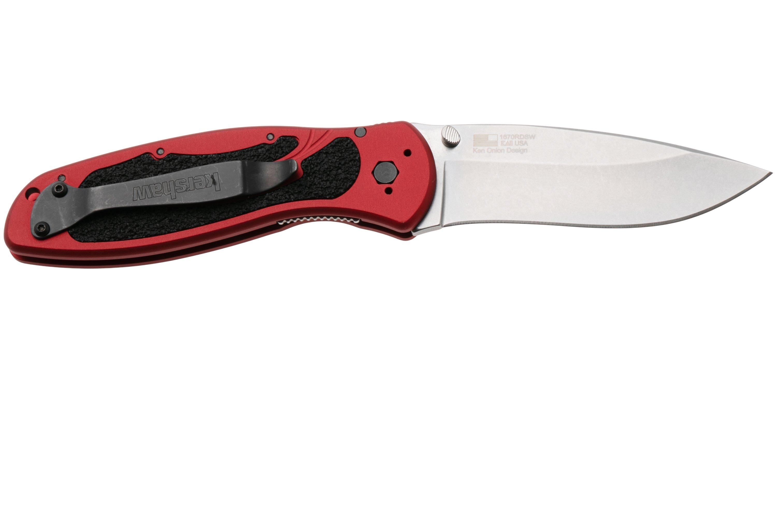 Kershaw Blur 1670RDSW, Stonewashed 14C28N, Red Aluminum zakmes, Ken ...