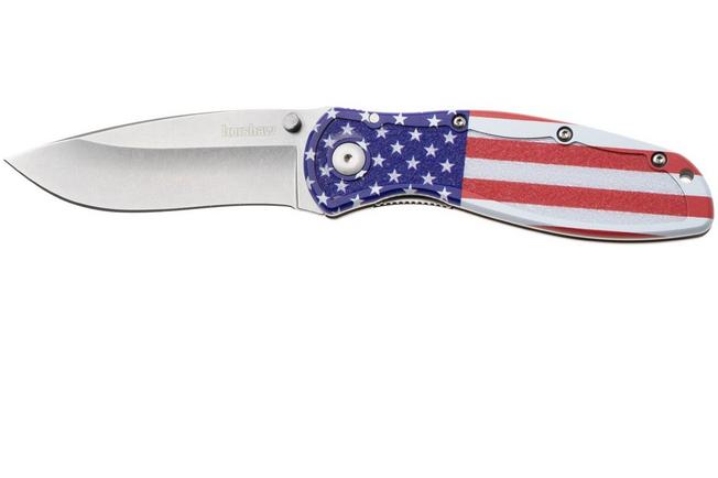 Image pour Kershaw Blur 1670USA, Stonewashed 14C28N, Red White Blue Aluminium, couteau de poche, Ken Onion design
