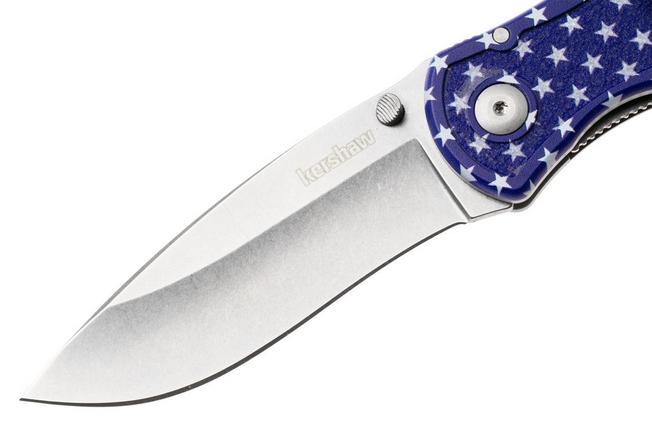 Image pour Kershaw Blur 1670USA, Stonewashed 14C28N, Red White Blue Aluminium, couteau de poche, Ken Onion design
