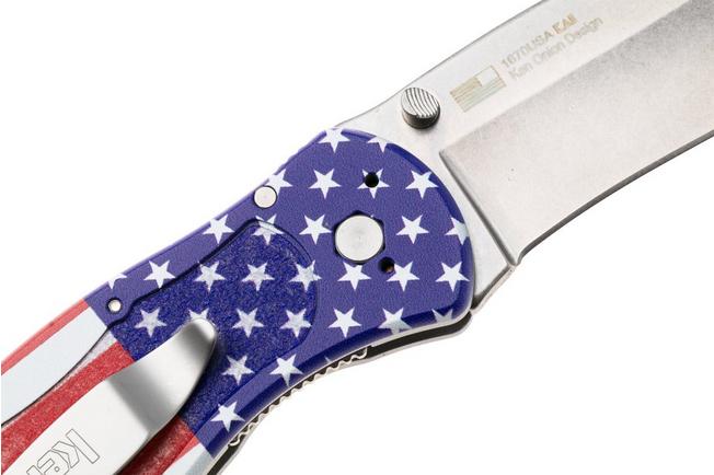 Image pour Kershaw Blur 1670USA, Stonewashed 14C28N, Red White Blue Aluminium, couteau de poche, Ken Onion design