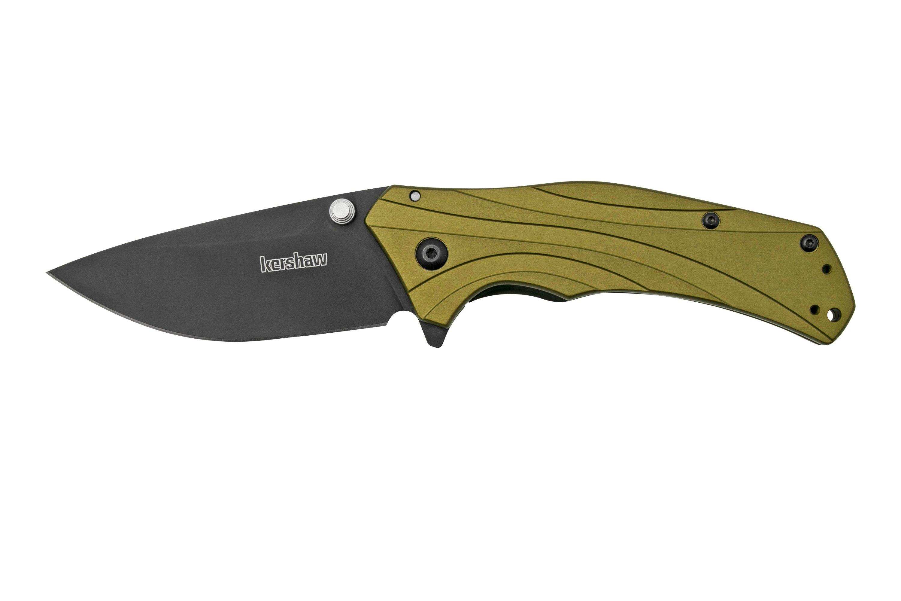 【手渡しOK】K-SHAPE ミッドレングス7,06 Black Olive knife, pocket 1870OLBLK Knockout Kershaw オマケフィン付き サーフィン・ボディボード