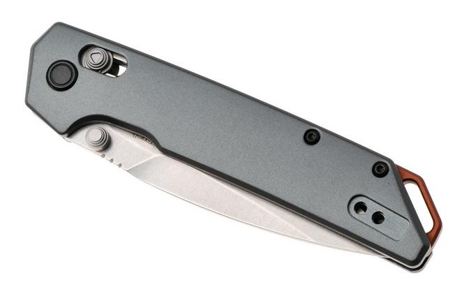 Afbeelding voor Kershaw Iridium 2038ST, Stonewashed D2 Spear Point, Grey Aluminum, partially serrated zakmes