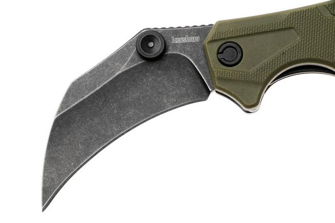 Afbeelding voor Kershaw Outlier 2064ODBW, Blackwashed 8Cr13MoV, OD Green FRN, karambit zakmes