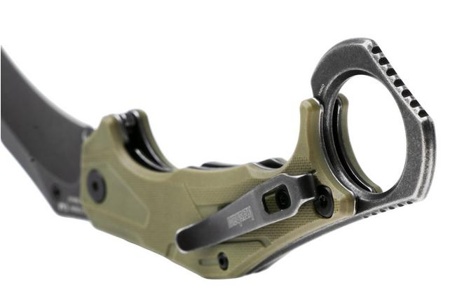 Afbeelding voor Kershaw Outlier 2064ODBW, Blackwashed 8Cr13MoV, OD Green FRN, karambit zakmes