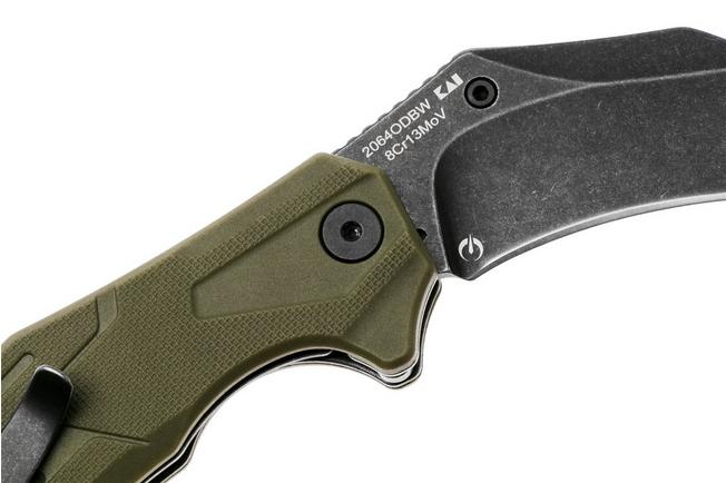 Afbeelding voor Kershaw Outlier 2064ODBW, Blackwashed 8Cr13MoV, OD Green FRN, karambit zakmes