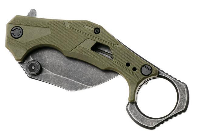 Afbeelding voor Kershaw Outlier 2064ODBW, Blackwashed 8Cr13MoV, OD Green FRN, karambit zakmes