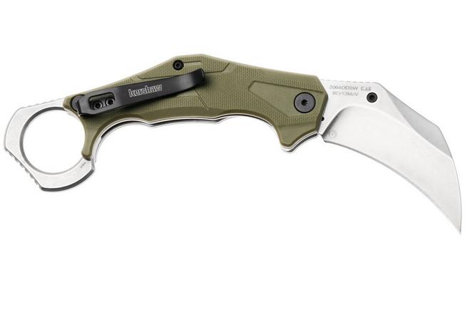 Afbeelding voor Kershaw Outlier 2064ODSW, Stonewashed 8Cr13MoV, OD Green FRN, karambit zakmes