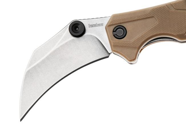 Afbeelding voor Kershaw Outlier 2064TANSW, Stonewashed 8Cr13MoV, Tan FRN, karambit zakmes