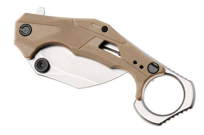 Afbeelding voor Kershaw Outlier 2064TANSW, Stonewashed 8Cr13MoV, Tan FRN, karambit zakmes
