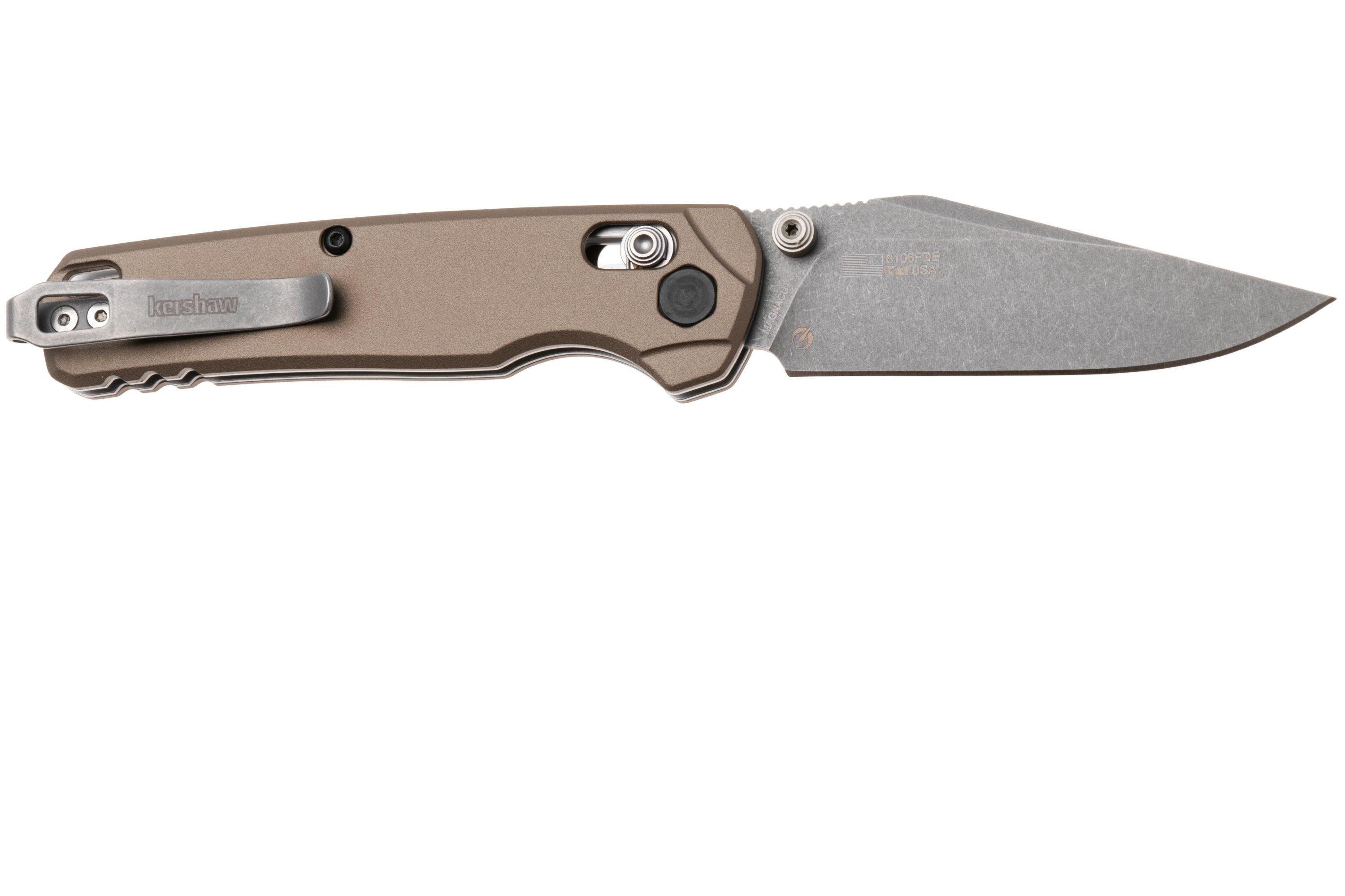 Kershaw Bel Air 6106FDE, Stonewashed CPM MagnaCut Clip Point, Brown ...