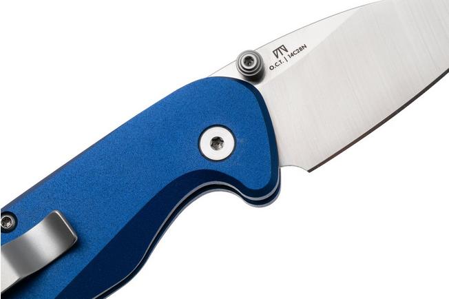 Image for Knafs O.C.T. KNAFS-00575 Satin 14C28N, Blue Aluminium, Button Lock, pocket knife