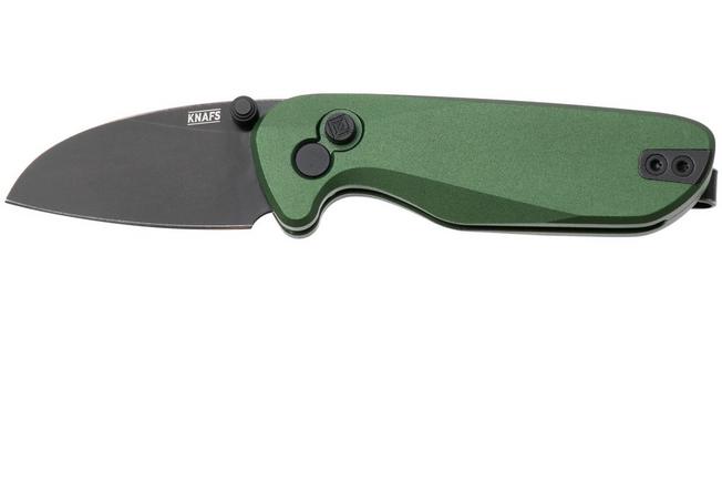 Image for Knafs O.C.T. KNAFS-00576 Blackwashed 14C28N, Green Aluminium, Button Lock, pocket knife