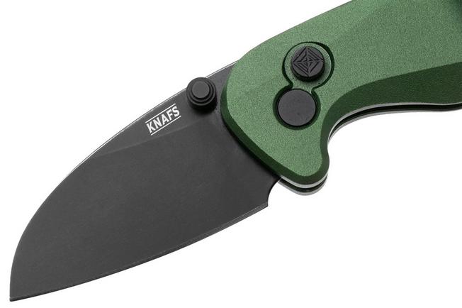 Image for Knafs O.C.T. KNAFS-00576 Blackwashed 14C28N, Green Aluminium, Button Lock, pocket knife